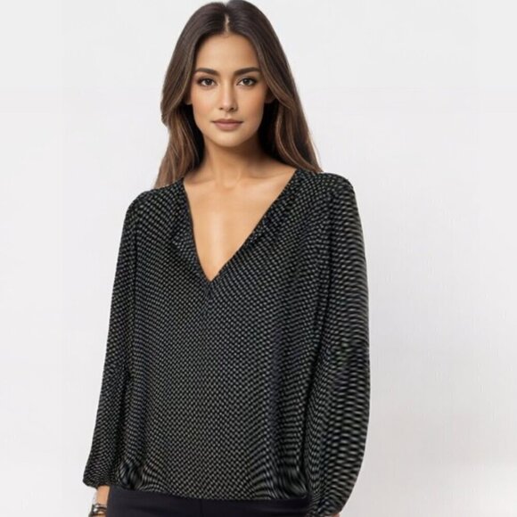 LOFT Ann Taylor Womens  XXL Polka Dot V Neck Blouse - Picture 1 of 9